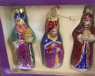 Dicksons hand decorated blown glass ornaments - three kings 
