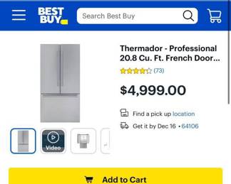 Thermador Refrigerator. retails at $4999