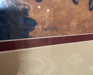 R84 - $95 - Framed Vintage Notre Dame Football Print by A. Friberg. 37.5" x 29" tall.