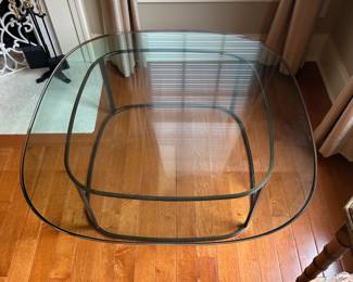 R17 - $55 - Square Coffee Table measures 42" x 16" tall. Moves in 2 pieces - glass is very heavy!