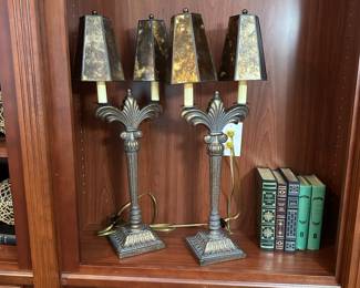 R80 - $60 PAIR of Metal Desk Lamps. Measures 30" tall.