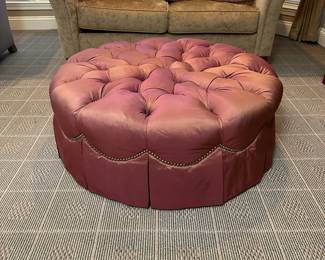 R78 - $450 - Scalamandre by Henredon Ottoman. Measures 39" round x 15" tall. Good Vintage Condition - has a few spots that could benefit from being cleaned.