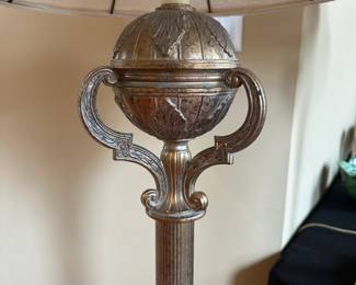 R36 - $50 PAIR of Matching Lamps. 1 Floor Lamp 1 Table Lamp - both need new shades.