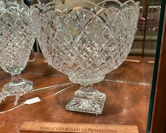 R113 - $65 - HUGE - Heavy Crystal Bowl. Measures 11.75" wide x 12.5" tall