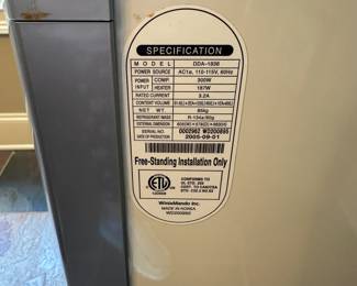 R38 - $600. Dimchae model DDA-1836. Kimchi Refrigerator manufactured 2005.