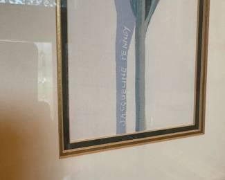 R44 - $30 Jacqueline Penney Tulip Print. Framed measures 10.75" x 26" tall.