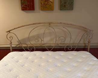 R46 - $150 - King Metal Bed Frame - NO Mattress included. Headboard is 56" tall. Footboard is 29.5" tall.