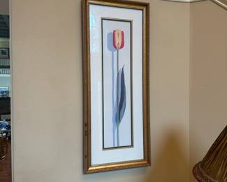 R44 - $30 Jacqueline Penney Tulip Print. Framed measures 10.75" x 26" tall.