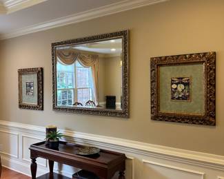 R12 - $45 - Pair of Prints. $75 Sofa Table. $95 Large Wall Mirror.