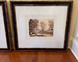 R42 - $65 - PAIR of Landscape Prints by R. Earlom Fecit. Measures 30" wide x 27" tall.