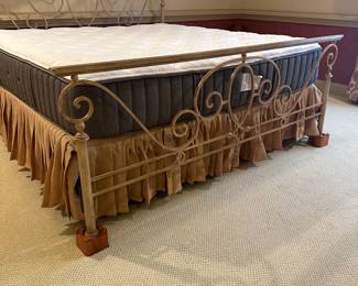 R46 - $150 - King Metal Bed Frame - NO Mattress included. Headboard is 56" tall. Footboard is 29.5" tall.