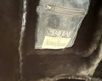 R57 - $75 - Searle Blatt Shearling Full Length Jacket - Size Small. Jacket is a very dark blue - a bit of wear towards the bottom.