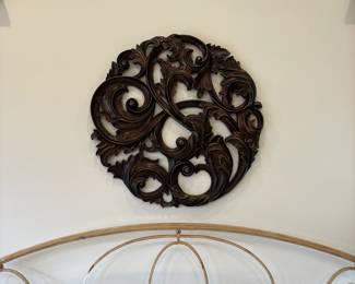 R3 - $25 - Carved wooden wall hanging. Measures 40" round.