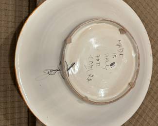 R85 - $75 - Large Wall Hanging Plate - Hand Made in Italy Cottura. Measures 22" round