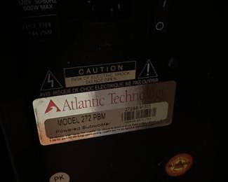 R110 - $300 - Set of 4 Atlantic Technology Speakers. Model 273 mC Center Channel Speaker. Model 271 LR Front Channel Speaker x 2. Powered Subwoofer 272 PBM