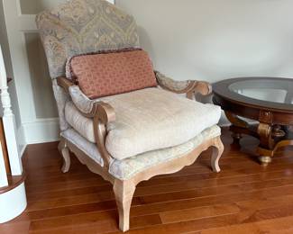R15 - $125 EACH. Fairfield Upholstered Side Chair - 2 available. Measures 32" wide x 31" deep x 44" tall.