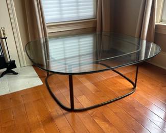 R17 - $55 - Square Coffee Table measures 42" x 16" tall. Moves in 2 pieces - glass is very heavy!