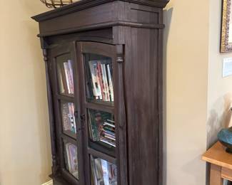 R59 - $175 - Display Cabinet / Bookcase. Measures 39" wide x 17" deep x 67" tall. Shelves are not adjustable. Shabby / Rustic Look in a great size!