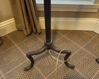 R76 - $75 - Pair of Floor Lamps. Measures 61" tall. Metal Bases - shades are in very good condition.