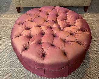 R78 - $450 - Scalamandre by Henredon Ottoman. Measures 39" round x 15" tall. Good Vintage Condition - has a few spots that could benefit from being cleaned.