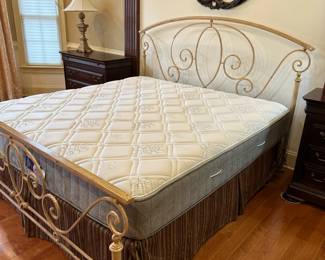 R2 - $400. King Size Metal Bed (mattress included if you want it - clean & always covered) Headboard is 55" tall. Footboard is 30" tall.