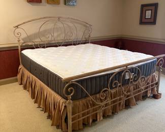 R46 - $150 - King Metal Bed Frame - NO Mattress included. Headboard is 56" tall. Footboard is 29.5" tall.