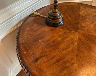 R32 - $75 - Round Entry Table measures 38" across x 31.5" tall. Minor surface scratches on top - sturdy.