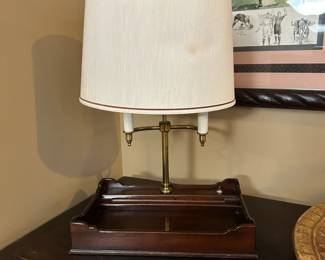 R72 - $40 - Knob Creek 2 Candlestick Desk Lamp. Measures 19.5" tall. (Could use a new shade.)