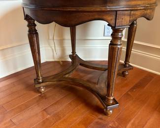 R32 - $75 - Round Entry Table measures 38" across x 31.5" tall. Minor surface scratches on top - sturdy.