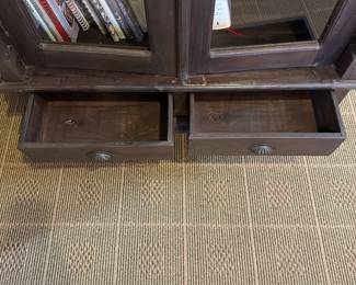 R59 - $175 - Display Cabinet / Bookcase. Measures 39" wide x 17" deep x 67" tall. Shelves are not adjustable. Shabby / Rustic Look in a great size!