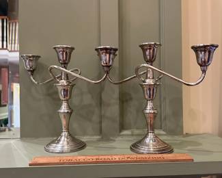 R126 - $275 - PAIR of Sterling Candelabras International Sterling brand. Weighted.