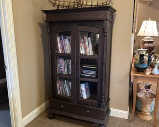 R59 - $175 - Display Cabinet / Bookcase. Measures 39" wide x 17" deep x 67" tall. Shelves are not adjustable. Shabby / Rustic Look in a great size!