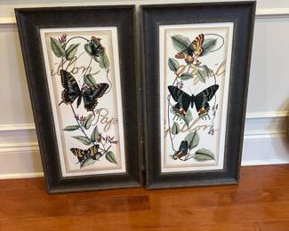 R41 - $25 - PAIR of Butterfly Prints. Measures 16" x 29"