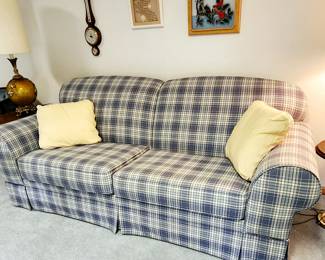 Gingham loveseat.