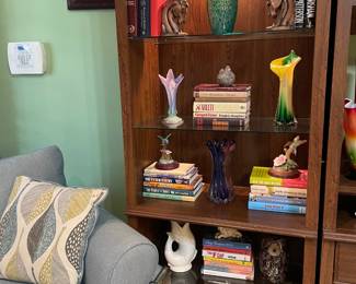 ART GLASS VASES AND BOOKS