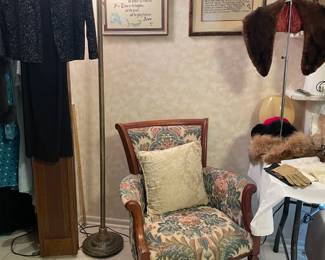 ARM CHAIR AND FLOOR LAMP