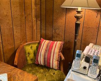 VELVET AND CANE SIDE CHAIR