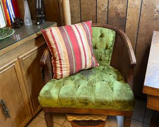 VELVET AND CANE SIDE CHAIR