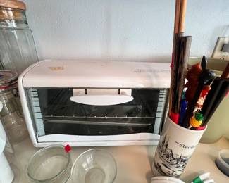 toaster oven and chopsticks, soup spoons