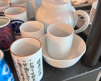Japanese Yunomi tea cup, tea cup and teapot