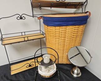 Longaberger Bathroom Collection Including Clothes Hamper Towel Rack