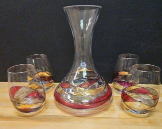  03 Cornet B Antoni Barcelona Handblown Stemless Wine Glasses 4  Wine Carafe