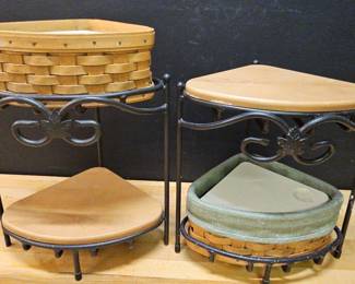 Longaberger Counter Top Wrought Iron Corner Shelves With Baskets