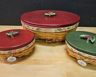 2011 Longaberger Christmas Collection Holly Berry Baskets