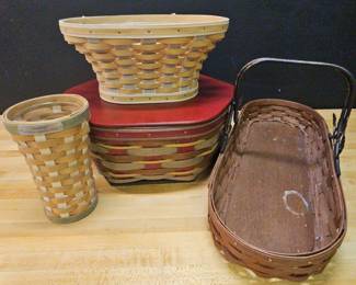 2011 Longaberger 14 Crimson Generations Hostess Appreciation Bronze Leaf Basket Washed Linen Bow