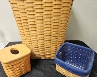 Longaberger Bath Essentials Clothes Hamper Tissue Holder Accessories Basket