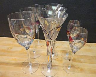 Luminescence Romania Handblown Wine, Champagne, Cordial Glasses