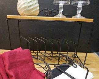 Longaberger Wrought Iron Plate Rack, Napkin Holder Bread Basket Vase Candle Sticks