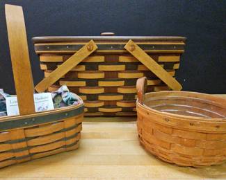 Vintage 1993 Longaberger Small Stained Easter Basket 7 Round Darning Basket Medium Market Basket