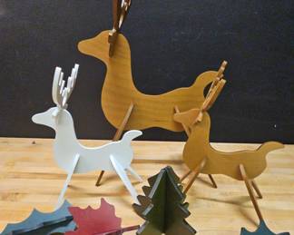 Longaberger 3D Reindeer 3, Christmas Tree, Ivy Leaves